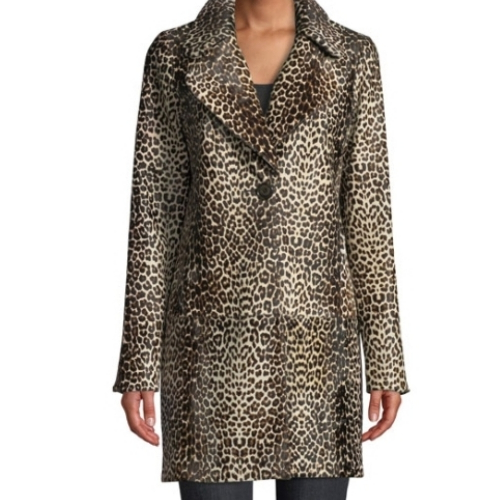 Elie Tahari calf hair leopard print coat (NWT)